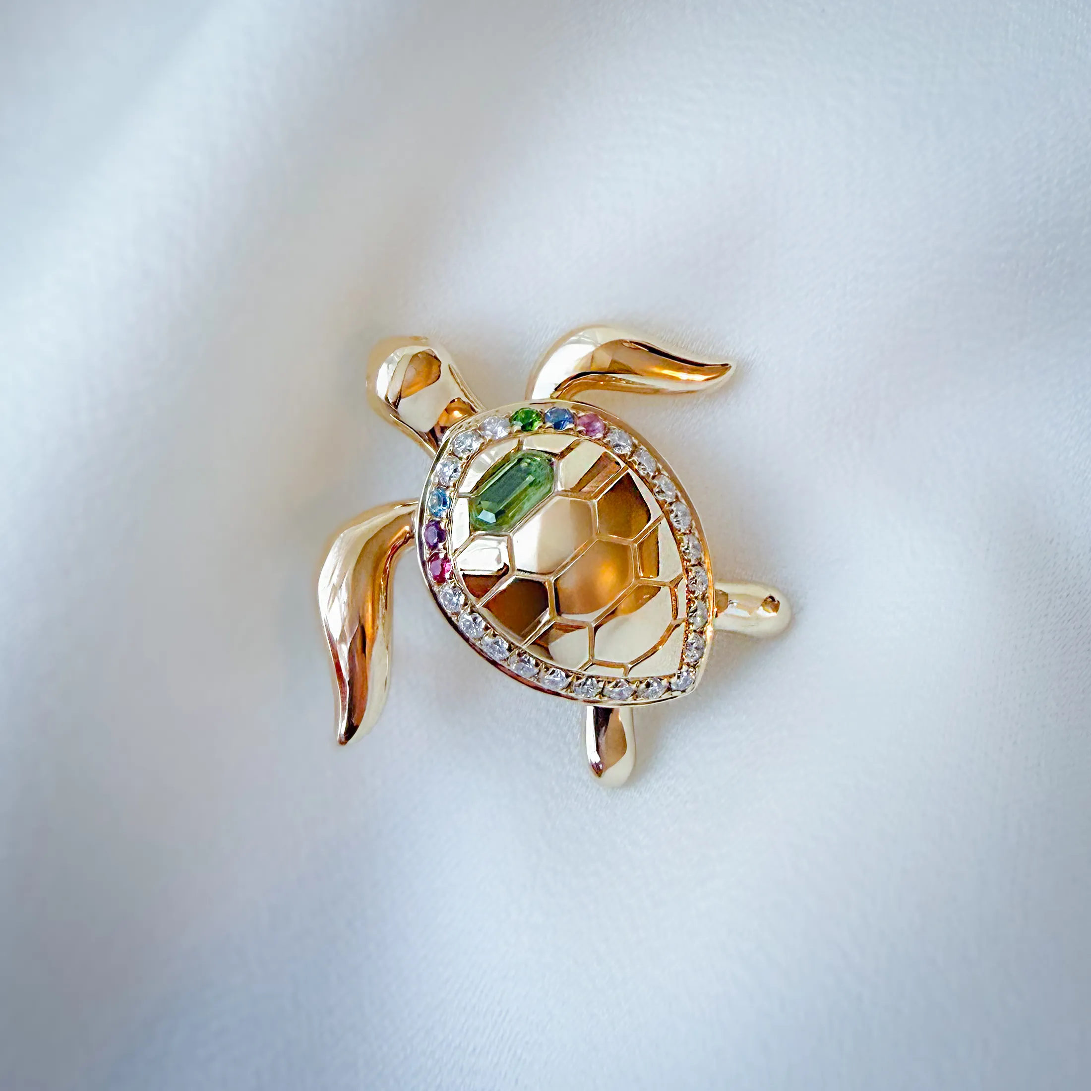 Birthstone Turtle Pendant