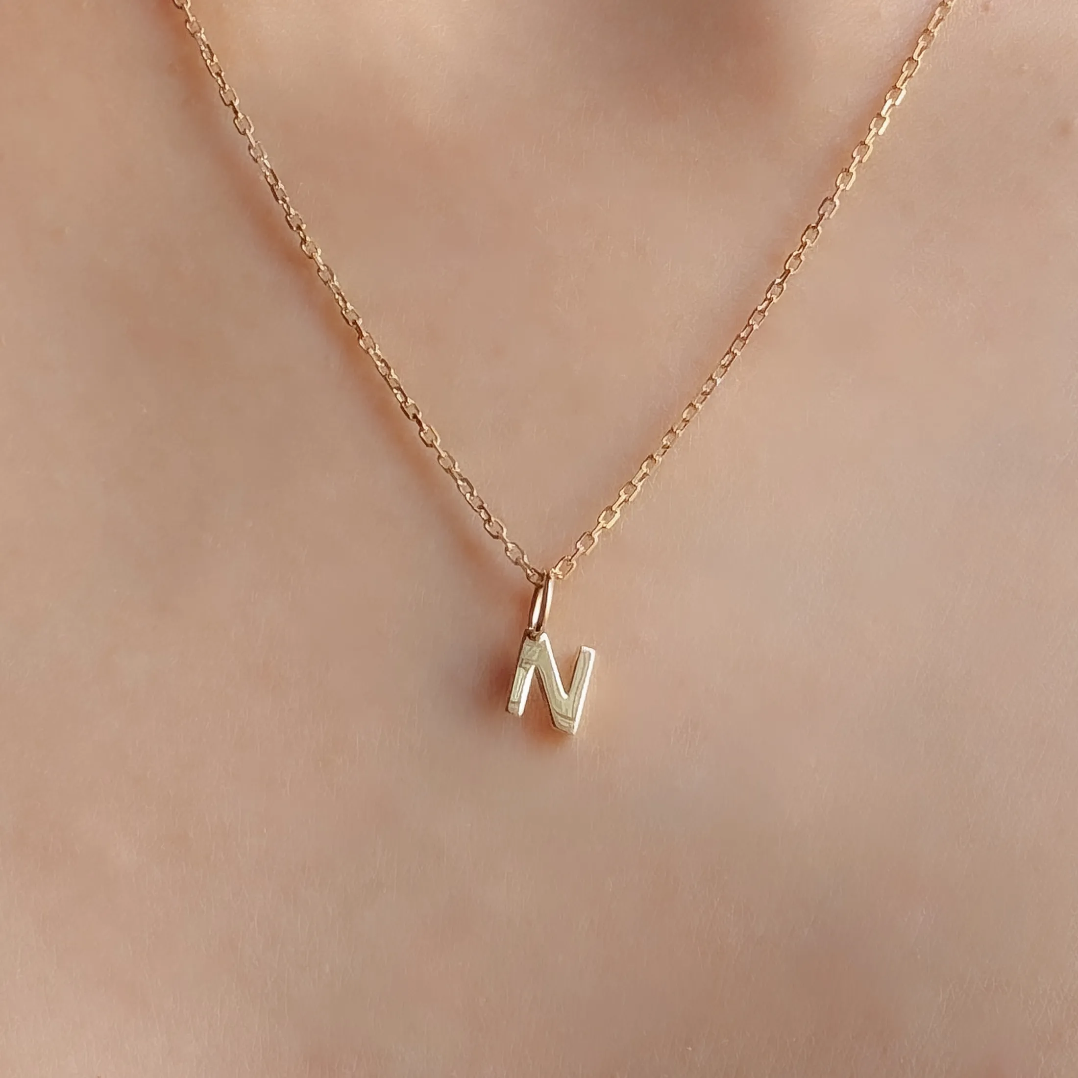 Personalized Letter N Pendant - alternate view