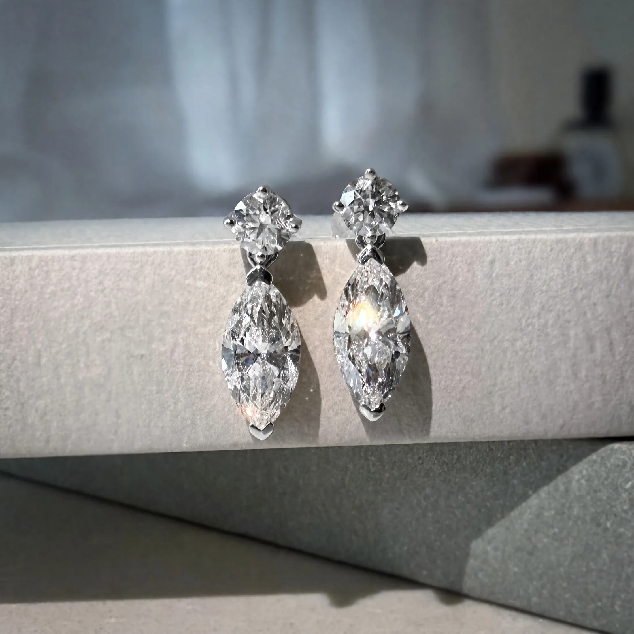Marquise Diamond Drop Earrings - alternate view