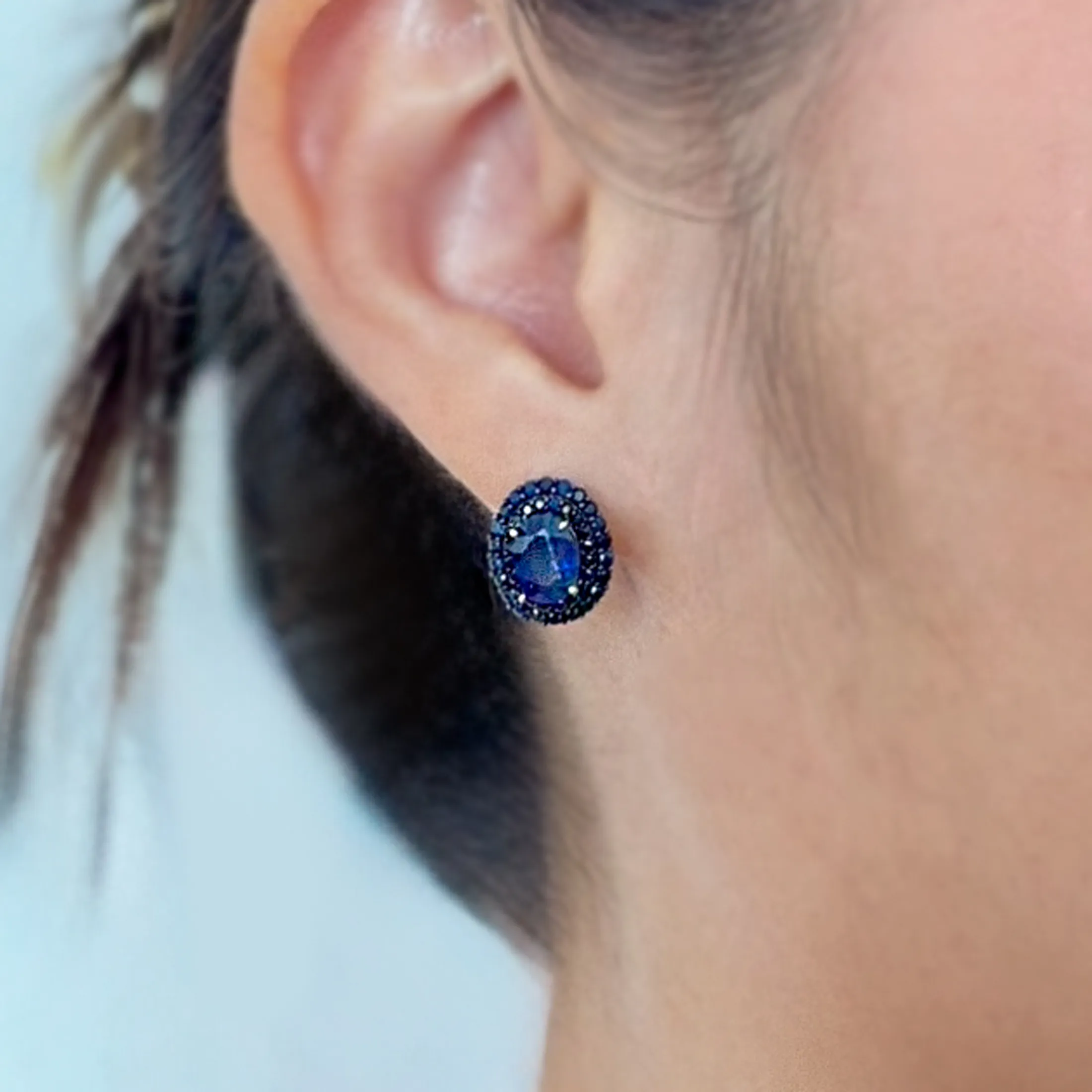 Sapphire Double Halo Studs - alternate view