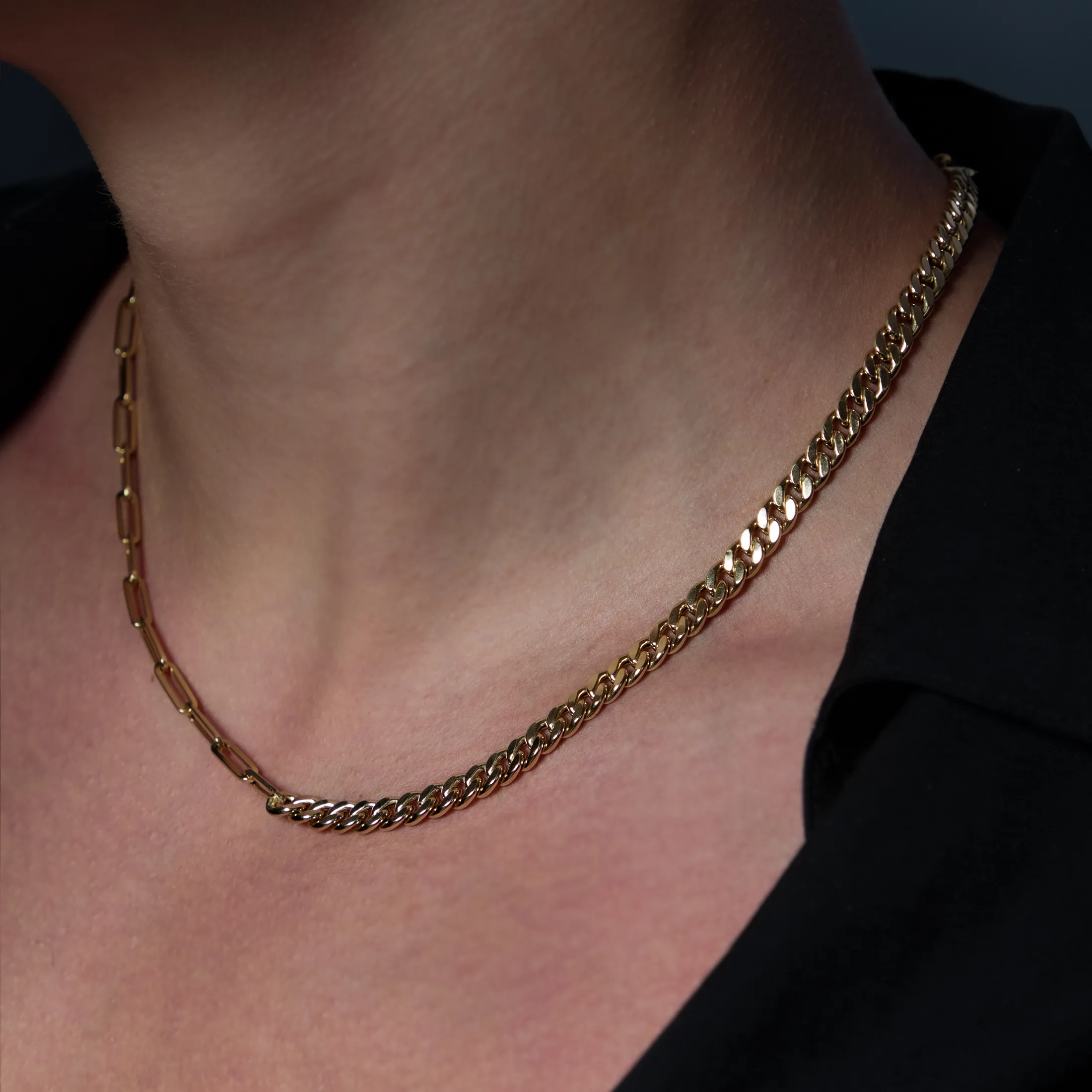 Signature Curb and Paperclip Chain Necklace