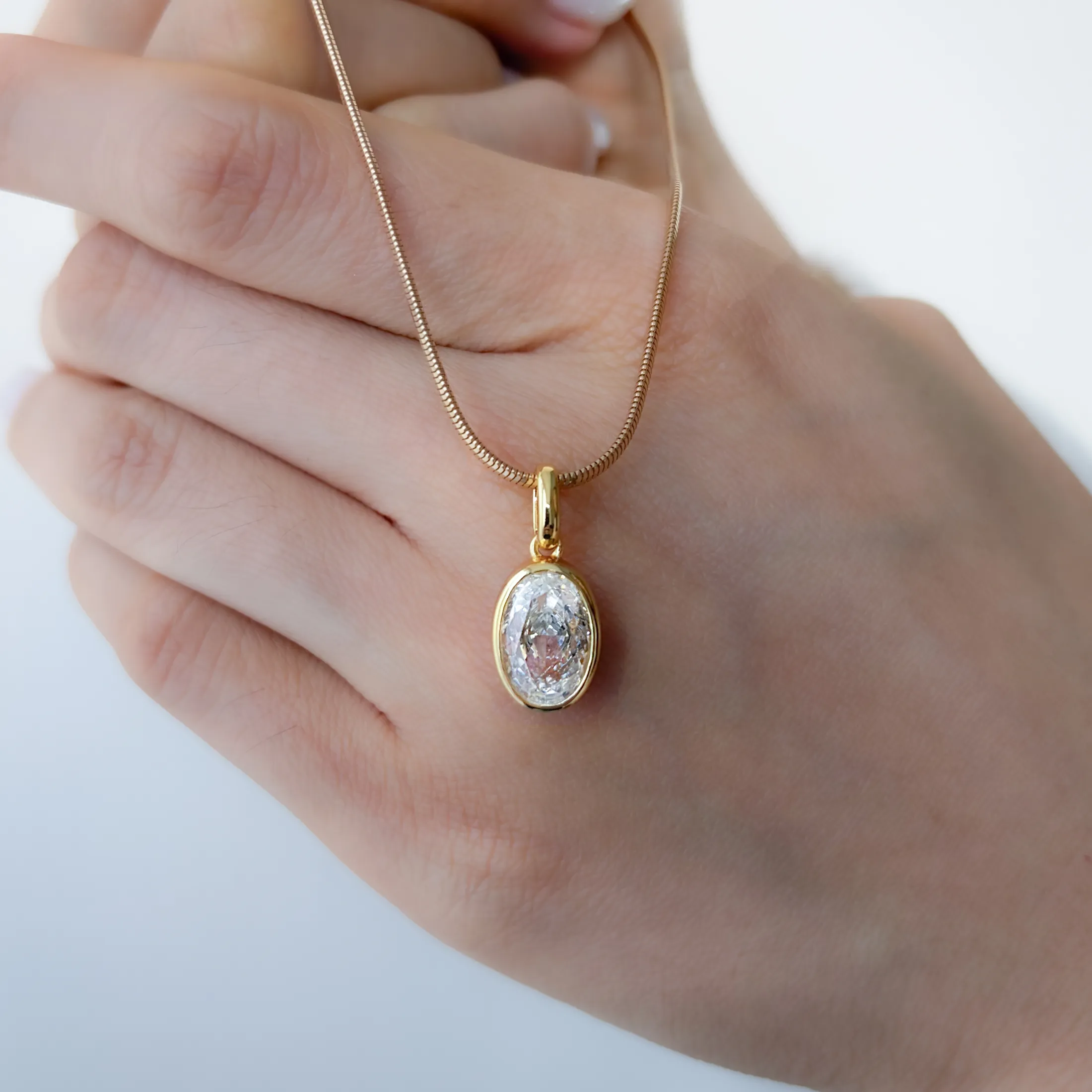 Oval Diamond Bezel Pendant - alternate view