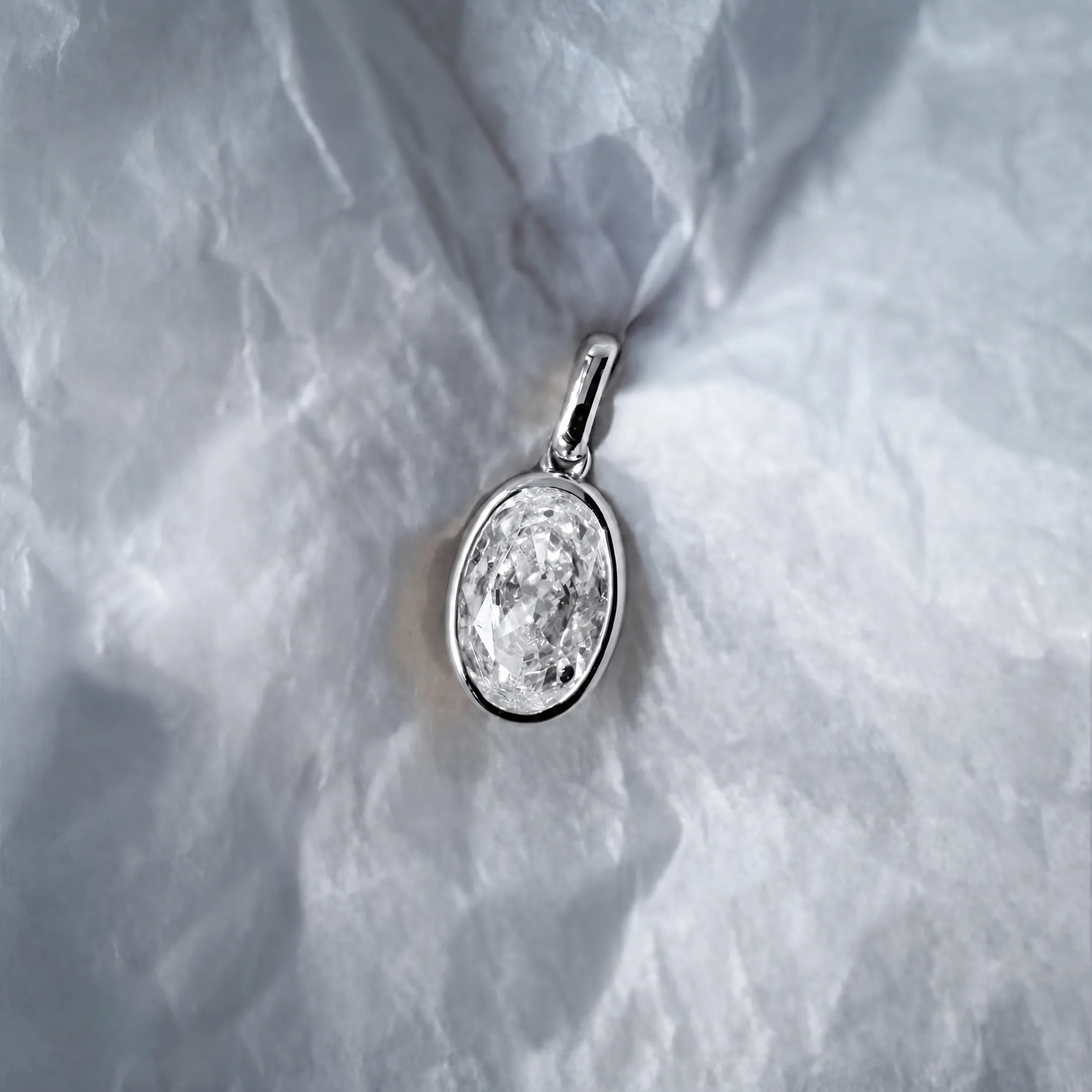 Oval Diamond Bezel Pendant