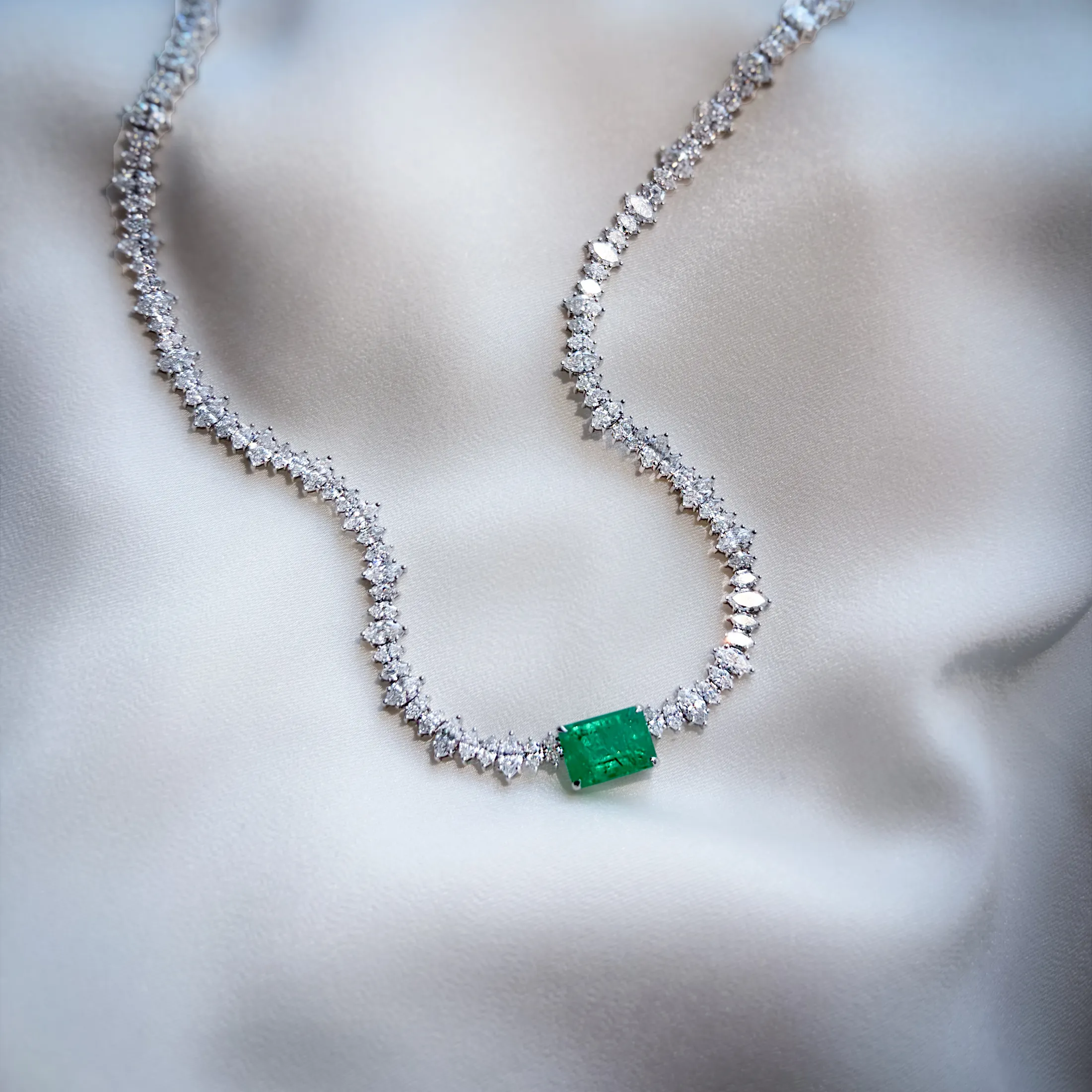 Emerald and Diamond Necklace - alternate view