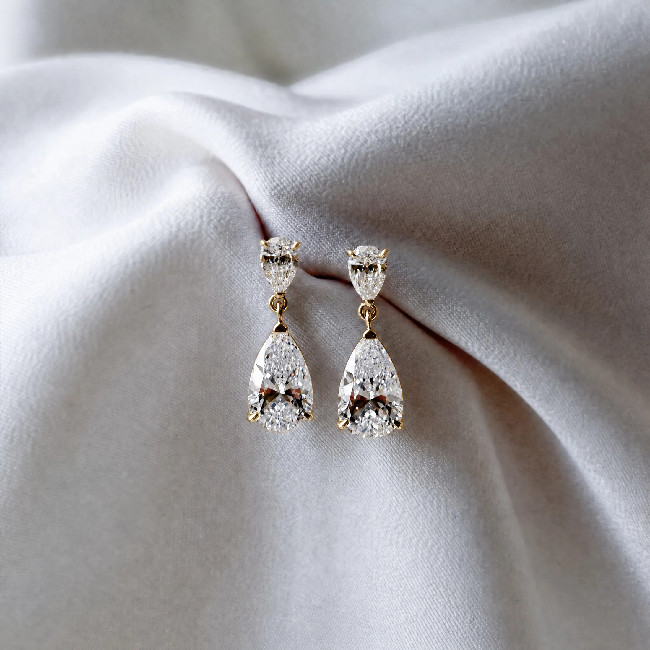 Pear Diamond Drop Earrings