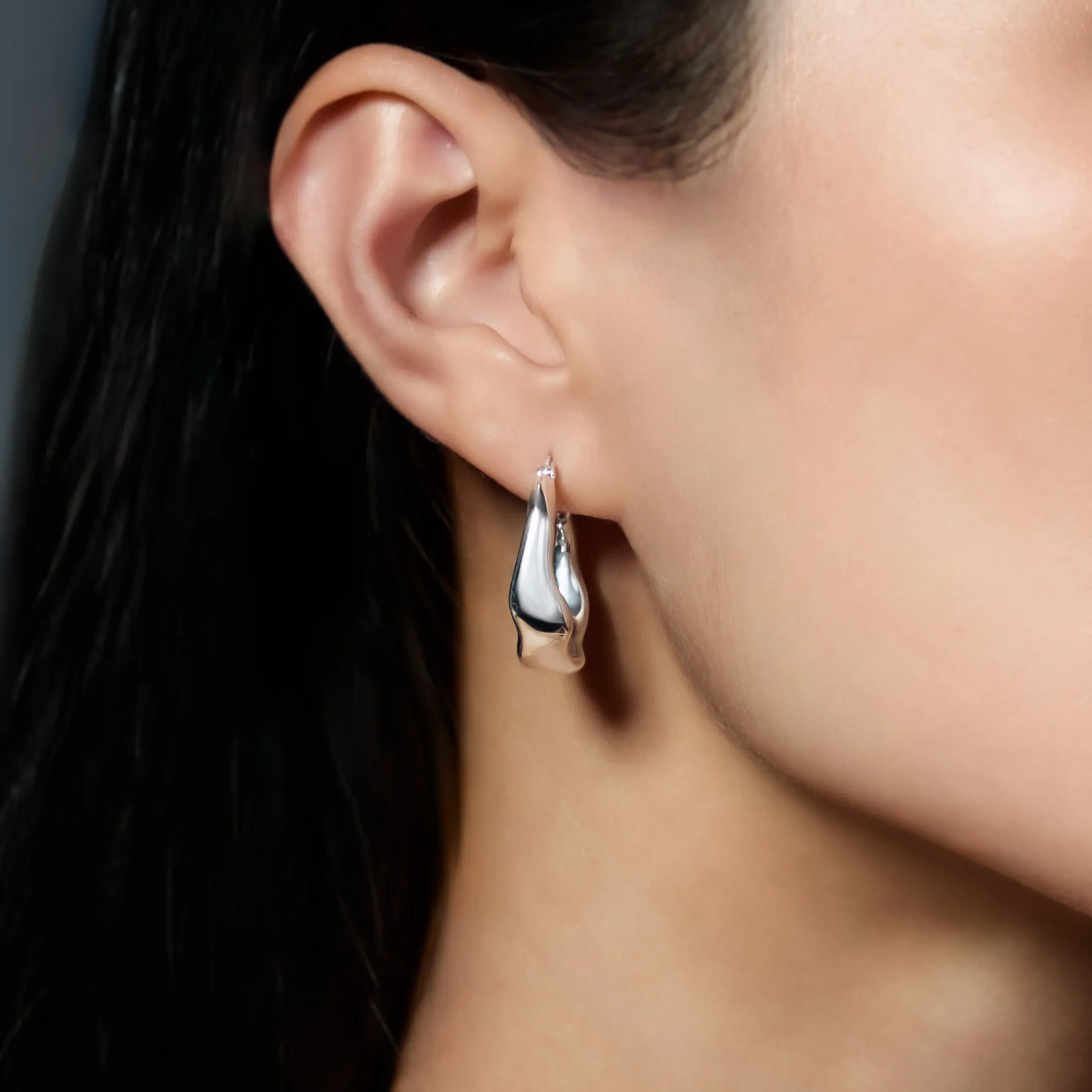 Wave Hoop Earrings - alternate view