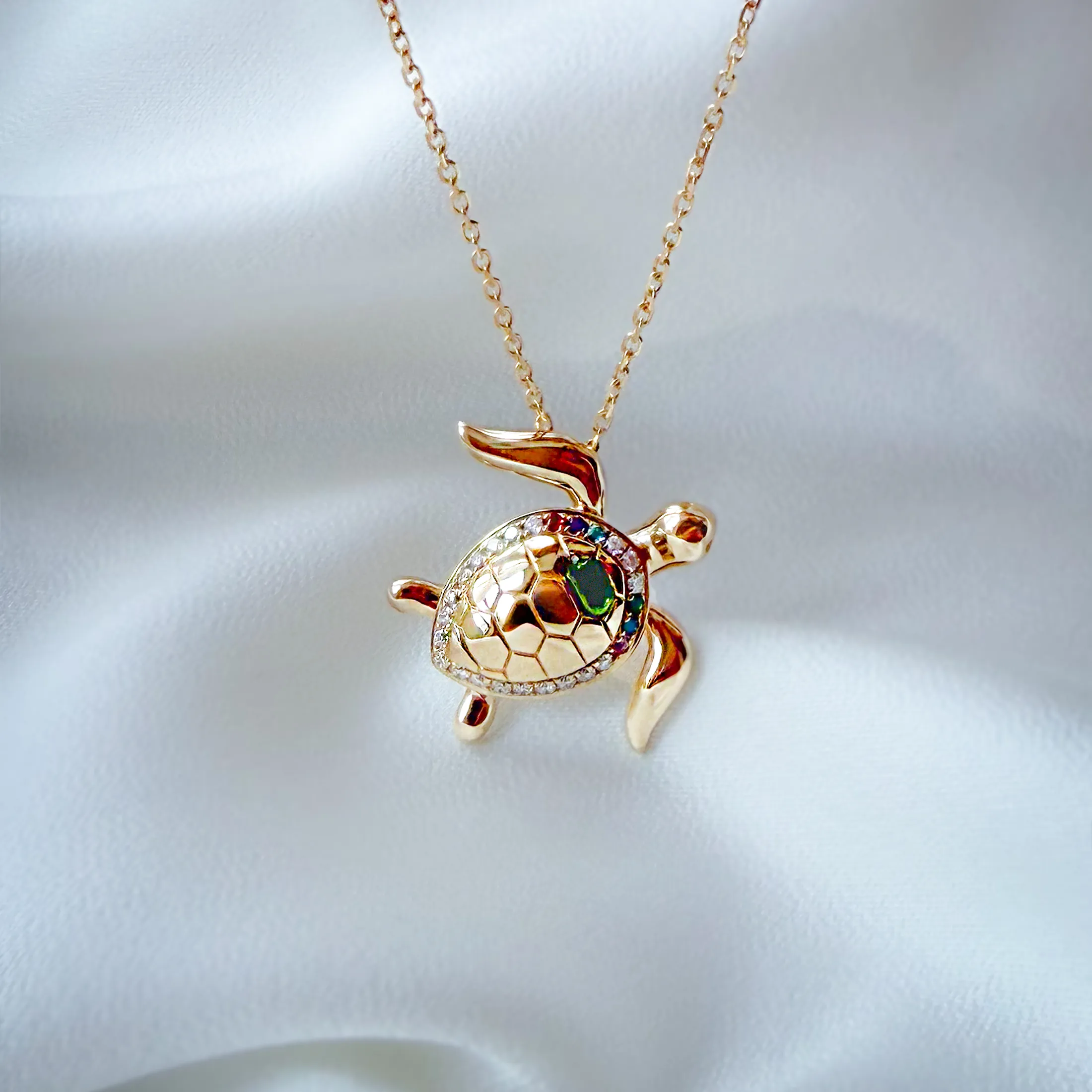 Birthstone Turtle Pendant - alternate view
